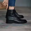 Item quente de luxo leve sapatos de Chengdu caça a pechinchas~ Botas Martin retrô para outono e inverno couro bovino de primeira camada salto grosso 3,5cm bico redondo botas curtas