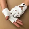 Guantes de Rendimiento para Hombres y Mujeres con Correas Largas de Cuerda y Remaches para Danza de Rendimiento Modelo Punk Pasarela Hip-Hop Cuero Nightclub Cos