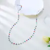 Moda Cruzada Europeia e Americana Ins Colar Longo Coração Colorido Pingado a Óleo, Corrente de Metal Estilo Cool Colar de Cristal