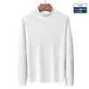 Camiseta Térmica de Cuello Alto Medio para Hombre, Estilo Nuevo de Otoño e Invierno Transfronterizo, Forrada de Polar y Engrosada, Ropa Interior de Color Sólido