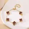 Pulsera y Collar de Acero Inoxidable de Cuatro Hojas de Doble Cara Resistente a la Decoloración, Venta Caliente Transfronteriza, Joyería de Moda de Lujo Ligero al por Mayor