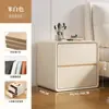 Mesita de noche para dormitorio con almacenamiento, con dos cajones, un diseño ultradelgado y un estilo moderno y minimalista