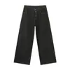 Jeans Reto Preto Cowboy Nirben Multi-Botões Denim Marca Moderna Masculino Largo Versátil Wide-Leg Calça Longa