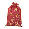 Bestseller transfronterizo: Bolsa grande de Navidad con estampado dorado y cordón, bolsa de regalo de arpillera, bolsa de regalo para dulces de Navidad, bolsa de regalo hecha a medida