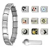 Conjunto Mais Vendido da Amazon de Pulseiras Modulares Italianas DIY Aço Inoxidável Padrão de Frutas Acessórios Modulares Elásticos