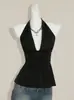 Verão Novo Estilo Gola Halter Sexy Moda Decote V Bolinhas Multicor Franzido Amarração Design Único Casual Versátil Atacado