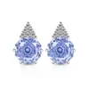 Brincos de Ouro Rosa Cortados a Laser Populares no Tiktok e Xiaohongshu Moda Simples Deslumbrantes Brincos de Diamante de Alto Carbono Joias Live Peça Única Dropshipping