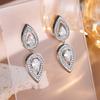 Nuevos Pendientes Dobles de Gota de Agua Meijia para Mujer, Brillantes Gotas de Diamante, de Alta Gama, Modernos y Versátiles Pendientes Dorados, Venta Caliente Transfronteriza