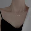 Collar Sonriente Mujer Verano Nuevo Trendy Lujo Ligero Diseño Nicho Diamante Flash Ola Acero Inoxidable Cadena Clavícula Venta al por Mayor