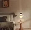 Lámpara de techo estilo canción para mesita de noche de dormitorio, luz flotante ajustable de madera de nogal estilo chino nuevo para vestíbulo, lámpara colgante con tacto de seda