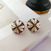 Pendientes de Plata de Ley 925 con Aguja, Diseño de Bloques de Color Esmaltados con Goteo Estilo Palacio Retro Vintage, Tendencia de Nicho