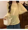 Camisa de Proteção Solar Colorida com Gola Redonda, Emagrecedora, Versátil, Moderna, Cor Sólida, Casual, Caimento Solto, Manga Longa para Ar Condicionado, Camiseta Fina para Mulheres