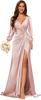 Vestido de Noche para Mujer de Comercio Exterior Transfronterizo Europa y América Amazon Color Sólido Sexy Cuello en V Abertura Tirantes Vestido Largo Vestido de Noche