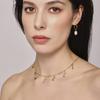Azúcar Moda Europea y Americana Lujo Ligero Collar de Moda de Perlas de Agua Dulce Acero Inoxidable Hecho a Mano Zircón Lapislázuli Cadena Clavícula