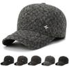 Boné de beisebol corta-vento para meia-idade e idosos, masculino, coreano, casual, simples, com proteção para as orelhas, quente para atividades ao ar livre, boné tipo pai de lã