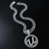Pendente de letra U redondo com diamantes, corrente cubana, colar para balada, hip hop, corrente para clavícula, personalidade europeia e americana, tendência