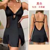 Camisola de cetim francês com renda OZON para comércio exterior de mulheres, decote V profundo, sem costas, sexy, com fenda, roupa de casa 385