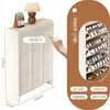 Zapatero estilo crema con puerta abatible para entrada de casa, mueble de recibidor integrado, ahorra espacio, ultradelgado, zapatero de múltiples niveles