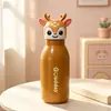 Nueva taza termo infantil de animal lindo, taza con pajita de dibujos animados de acero inoxidable 316, taza de agua de alta estética para regalo de estudiante