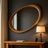 Estilo Medieval Nuevo Chino Zen Madera Maciza Forma Especial Espejo de Pared Espejo Decorativo para Sala de Estar en Casa Espejo de Cuerpo Entero