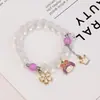 Pulsera de Cristal con Perlas de Canela para Mujer, Estilo Coreano Fresca y Linda, Doble Capa, Pulsera Sencilla Estilo Bosque para Mejor Amiga Estudiante