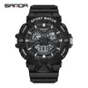 Reloj Sanda para Hombre es un Reloj Deportivo Impermeable Casual y de Moda con Esfera Tridimensional Pantalla Dual Multifunción Reloj Electrónico para Estudiante