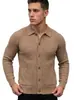 Cardigã de Malha Masculino de Alta Qualidade Suéter com Lapela Manga Longa Unibotão Casual Simples Top de Malha Masculino