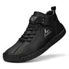 ¡Guau! Zapatos de Cuero para Hombre de Talla Grande, Caña Baja, Cosidos a Mano, Zapatos Casuales para Hombre, Mocasines Planos sin Cordones, Zapatos de Conducir para Hombre