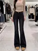 Calça flare feminina do fabricante, nova coleção outono 2026, versátil de cintura alta, emagrecedora, elástica, perna larga 7189