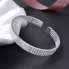 Pulsera de plata de ley 999 con diseño de sutra del corazón y escrituras budistas de loto retro de estilo étnico, abierta, para mujer