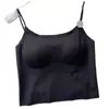 Camisola Nueva de Color Puro de Seda de Hielo Sin Costuras para Mujer, Hermosa Espalda, Base con Relleno, Ropa Interior, Top Exterior
