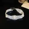 Conjunto de Pulseira e Colar de Pérolas com Contas de Vidro Vintage, Design de Nicho da Moda, Acessório Luxuoso e Sofisticado