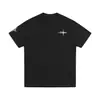 Camiseta Bordada Estrela do Norte de Manga Curta para Homens e Mulheres, Tendência Nacional High Street, Design de Verão com Gola Redonda e Manga Meia-Manga, Tops Soltos para Casais
