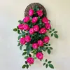 Revestimiento de pared de enredadera de rosas artificiales de alta gama y realista, adecuado para decorar paredes de sala de estar, con follaje y enredaderas de flores artificiales, incluyendo plantas colgantes