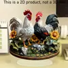 Venta Caliente Transfronteriza Dos Gallos de Pie en Girasol Adornos Decorativos Transparentes de Acrílico