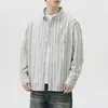 Nueva Camisa de Algodón Puro a Rayas Estilo Japonés 2025 para Hombre, Moderna Holgada Casual Estilo Americano Nueva Camisa de Hombre Primavera y Verano