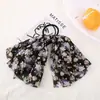 Nova corda de cabelo com laço de fita floral de chifone Anel de cabelo para rabo de cavalo retrô pastoral francês Corda de cabelo Acessórios de cabelo para mulheres