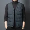Nuevo Chaleco de Hombre Otoño Invierno Plumón de Pato Blanco Ropa Interior de Plumas Núcleo de 50% Plumas Chaleco Exterior para Ejercicio Matutino de Personas de Mediana Edad y Mayores