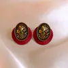 Aretes Ovalados de Acrílico con Patrón de Aguja Plateada, Aretes Sencillos Retro de Alta Gama, Casuales y Versátiles, Aretes Elegantes para Mujer