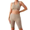 Roupa de Yoga Transfronteiriça Conjunto de Calças de Cinco Pontos Bumbum de Pêssego Regata Costas em I para Esportes Justa Cintura Alta Secagem Rápida Conjunto de Fitness