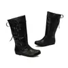 Outono de 2026 Nova Moda Versátil Casual Botas Longas Cor Sólida Bico Redondo Salto Baixo Laço Botinhas da Moda Cano Botas Femininas