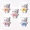 Mono de Dibujos Animados Lindo Oso Blanco Pequeño Pegamento de Crema DIY Funda de Teléfono Llavero Pasador Hebilla de Zapato Accesorios de Resina