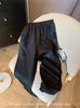 Pantalones casuales negros nuevos de satén jacquard chino con cintura elástica para mujer, primavera 2024, pantalones anchos adelgazantes de cintura alta de estilo nacional
