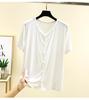 Cárdigan de manga corta con cuello en V de modal para mujer, chaqueta corta informal holgada de verano con hebilla fina para el hogar, talla grande