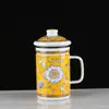 Caneca esmaltada antiga, copo de água clássico nostálgico com tampa, caneca de chá de grande capacidade, caneca de ferro estilo retrô, caneca