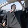 Polo Xadrez com Lapela Camiseta de Manga Curta Masculina Verão Solta Casual Manga Média Retrô Versátil Camiseta de Manga Três Quartos