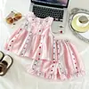 Vestido de Verano para Niña Estilo Princesa Floral Ropa para Casa Fresco Transpirable de Verano Conjunto de Dos Piezas