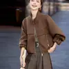 Estilo nuevo 2026, corte holgado, chaqueta casual estilo coreano, top versátil, chaqueta corta de moda con cuello alto, ligera