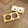 Comedero de cerámica para gatos con marco de madera protector de cuello transfronterizo, antivuelco, apertura inclinada para comer, cuenco de doble propósito para que los gatos beban y coman