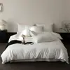 Conjunto Moderno Simples de Cor Sólida Algodão de Fibra Longa Cetim Quatro Peças Lençol de Cama 100% Algodão Capa de Edredom Lençol com Elástico Roupa de Cama para Primavera e Verão Todas as Estações